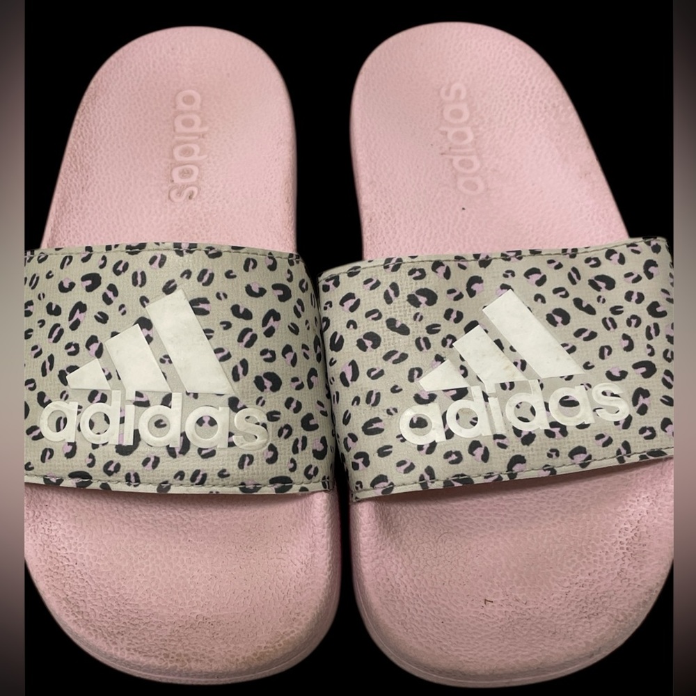 SALE-Adidas Pink Leopard Print Slides